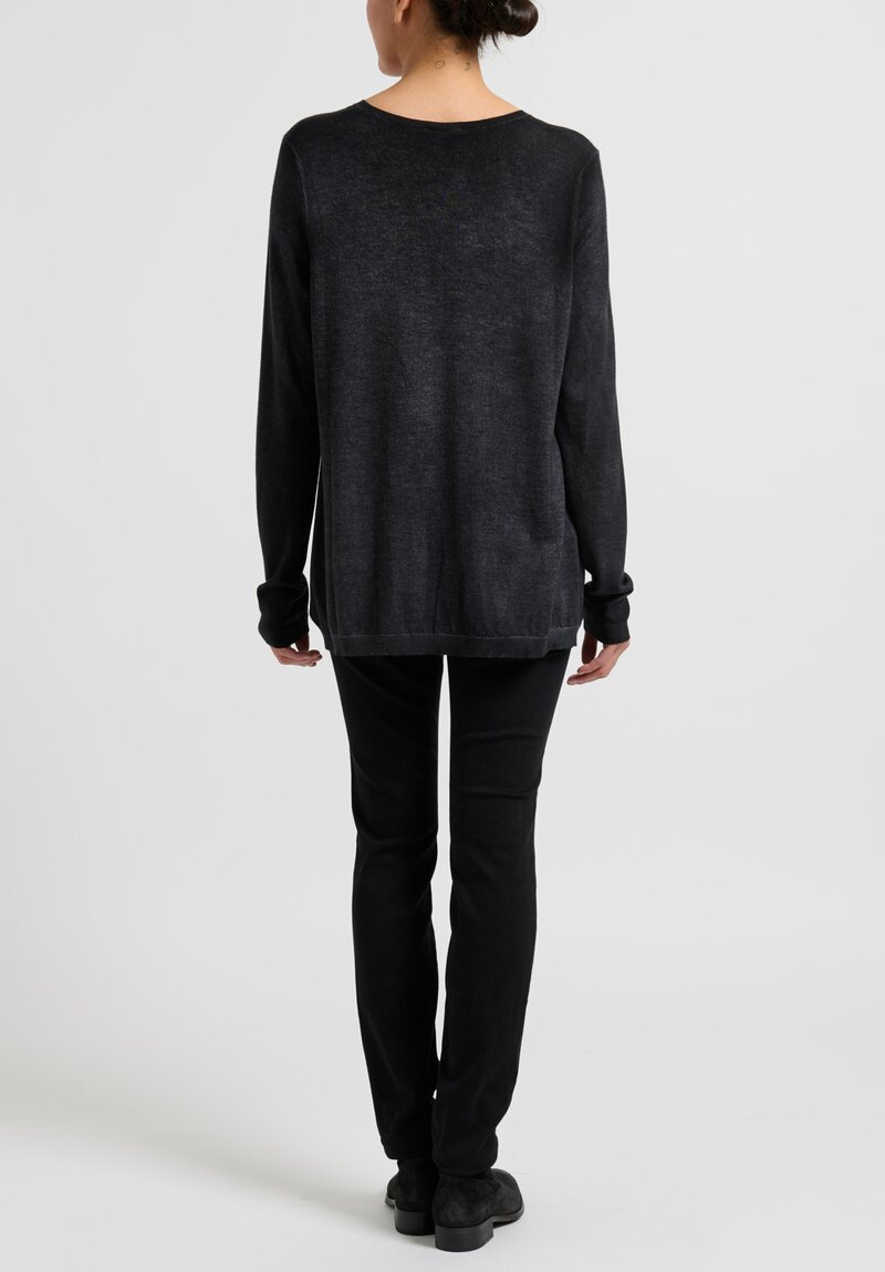 Avant Toi Cashmere/ Silk Hand-Painted V-Neck Sweater	in Nero