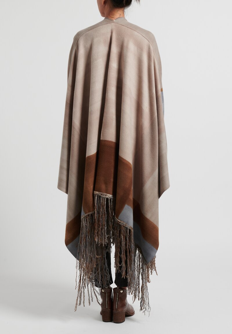 Avant Toi Hand Painted Poncho in Taupe Brown	