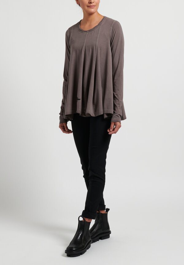 Rundholz Black Label Signature Print Flared Top in Taupe Cloud Brown	