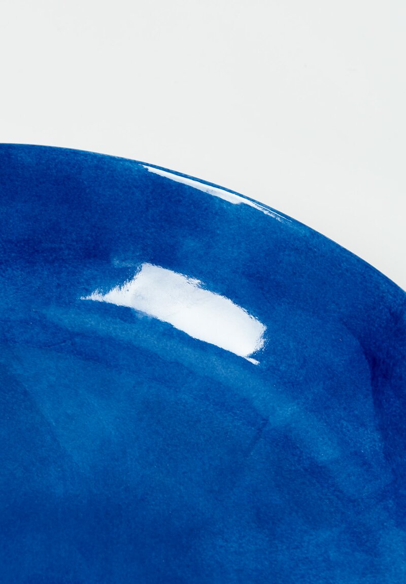 Bertozzi Handmade Porcelain Solid Interior Shallow Serving Bowl Blu Medio	