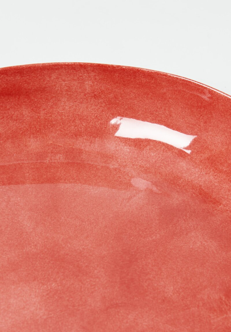 Bertozzi Handmade Porcelain Solid Interior Shallow Serving Bowl Rosso Medio	