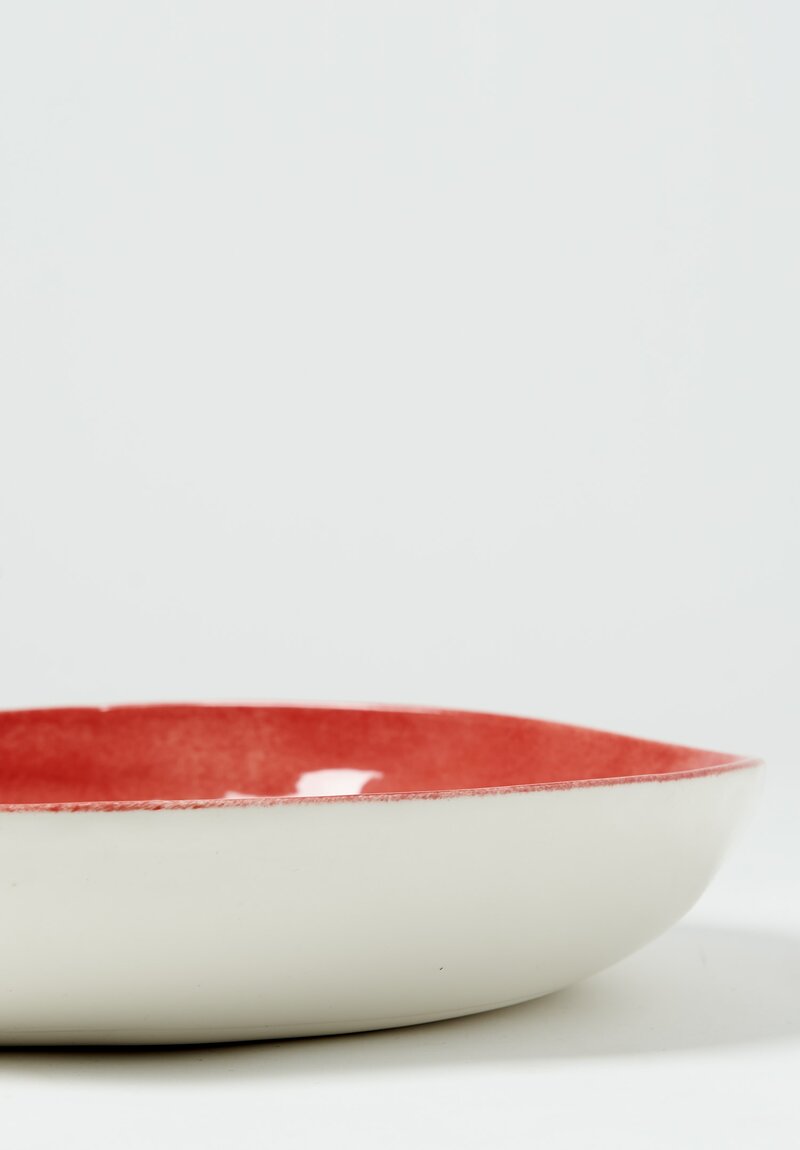 Bertozzi Handmade Porcelain Solid Interior Shallow Serving Bowl Rosso Medio	
