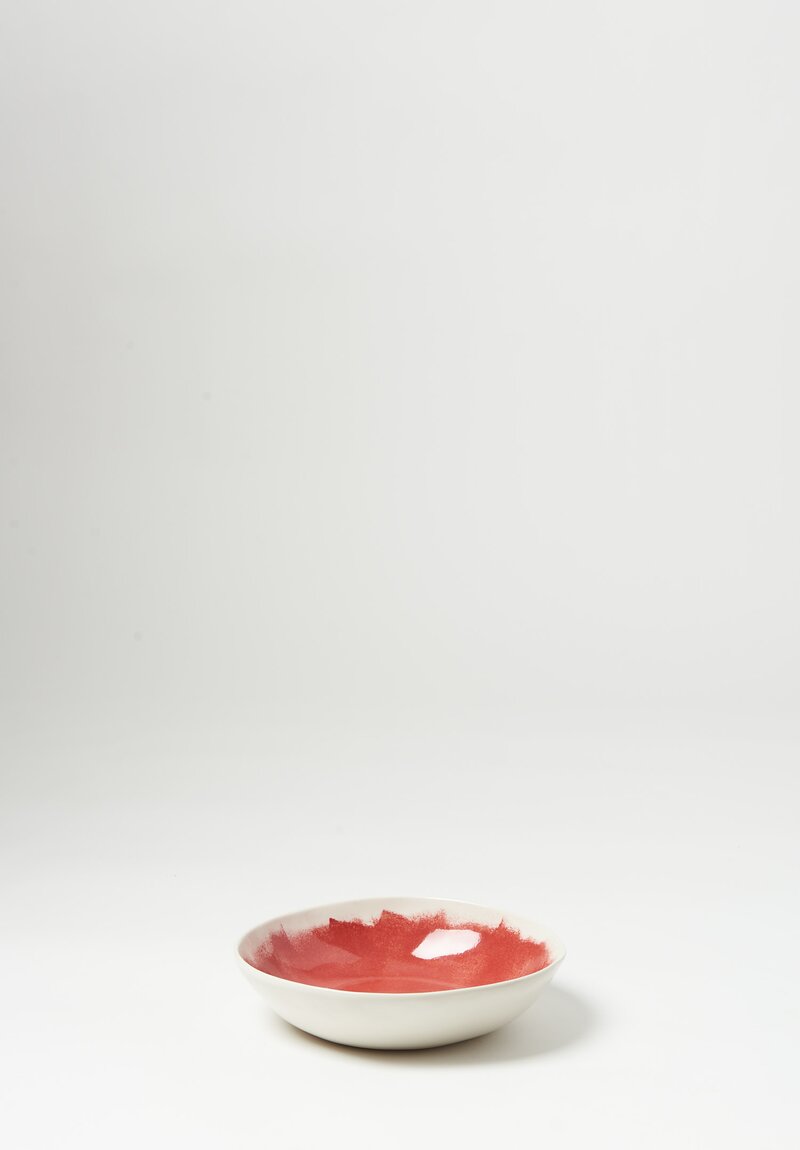 Bertozzi Brush Interior Shallow Porcelain Bowl in Rosso Medio	
