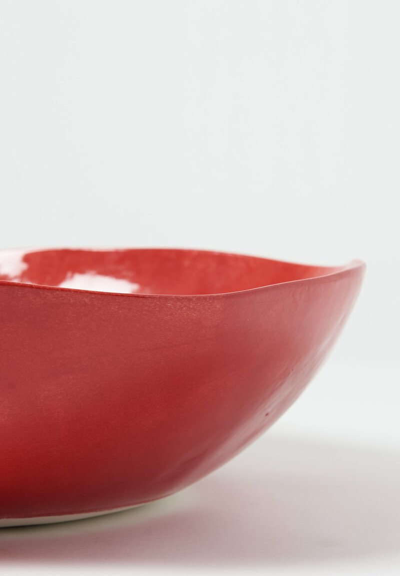 Bertozzi Handmade Porcelain Solid Painted Large Serving Bowl in Rosso	