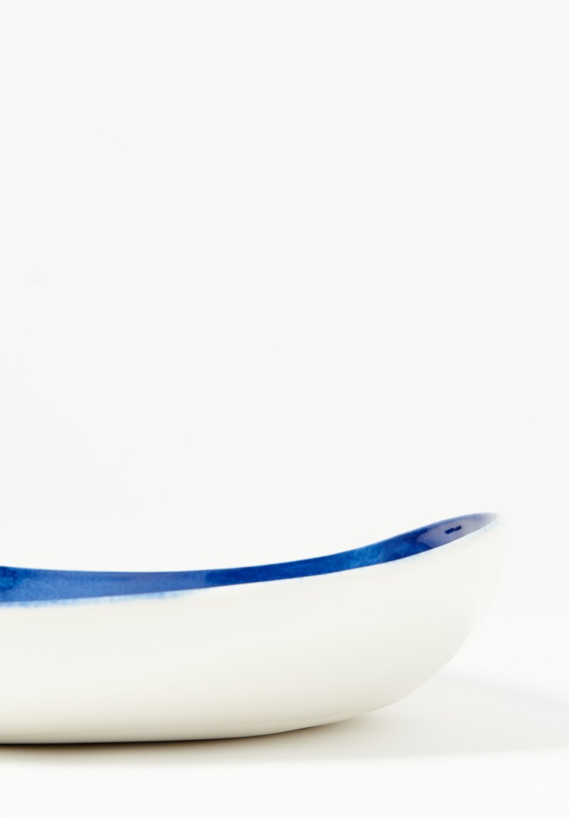 Bertozzi Handmade Porcelain Interior Solid Painted Oval Platter Blu	