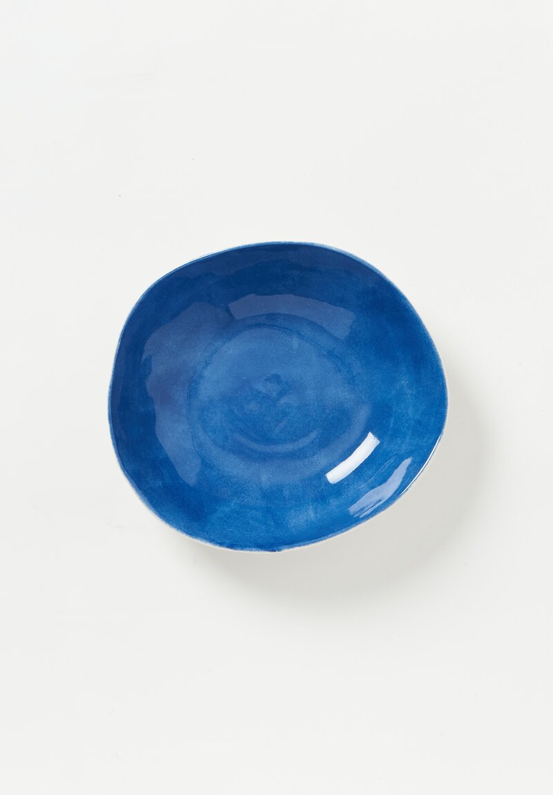 Bertozzi Handmade Porcelain Solid Interior Bowl Blue Medio	