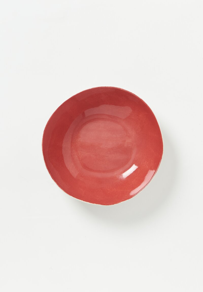 Bertozzi Handmade Porcelain Solid Interior Bowl Rosso Medio	