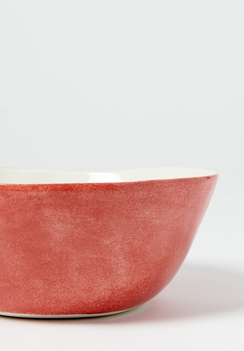 Bertozzi Handmade Porcelain Exterior Solid Painted Medium Bowl Rosso Medio	