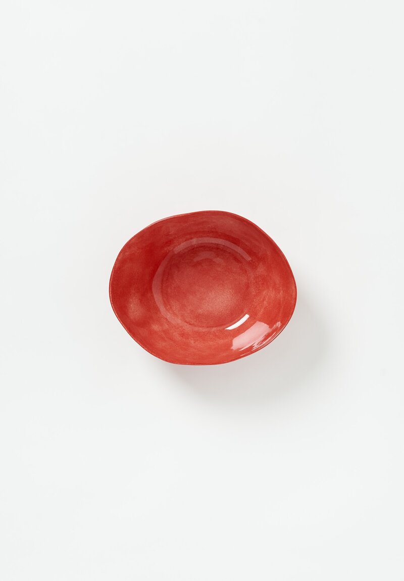 Bertozzi Handmade Porcelain Solid Painted Medium Bowl Rosso Medio	