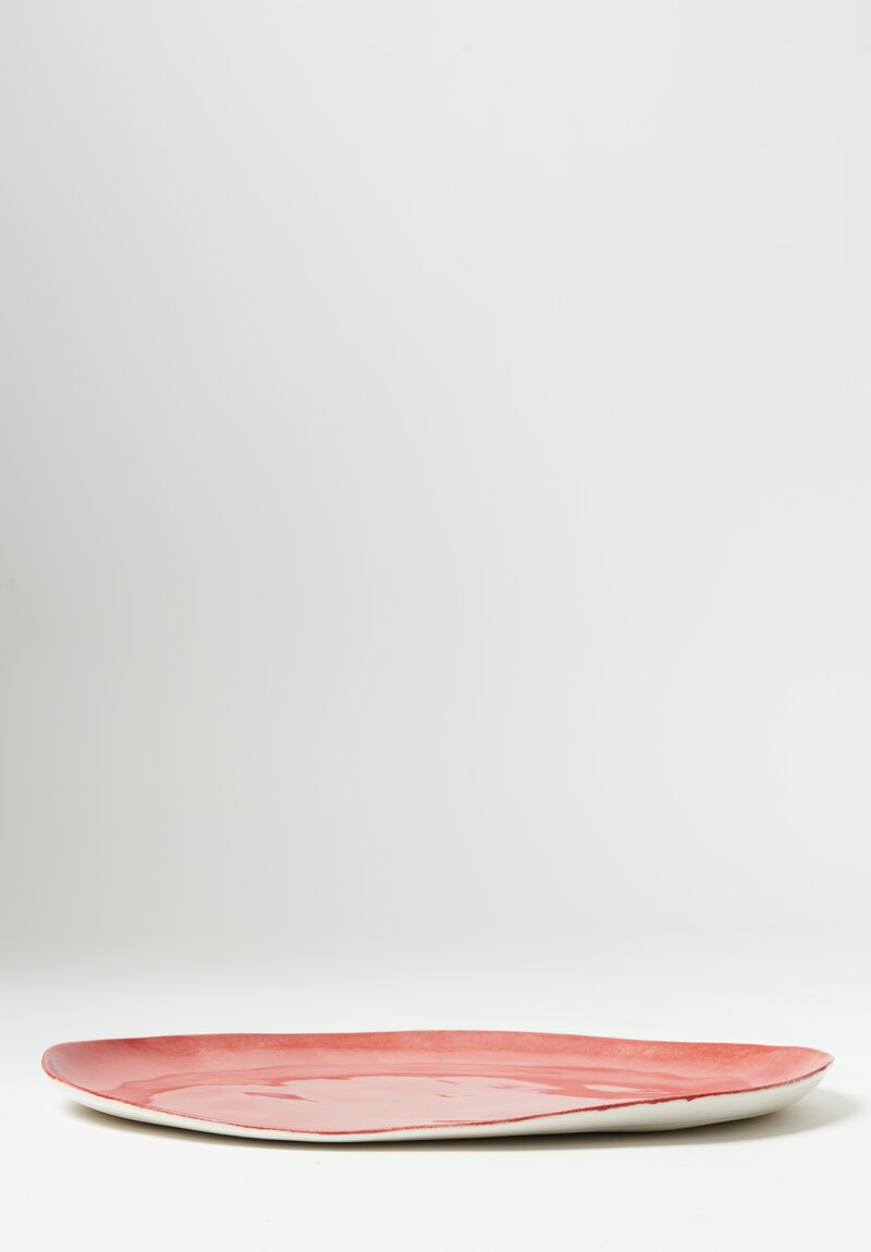 Bertozzi Handmade Porcelain Solid Interior Large Oval Plate Rosso Medio	