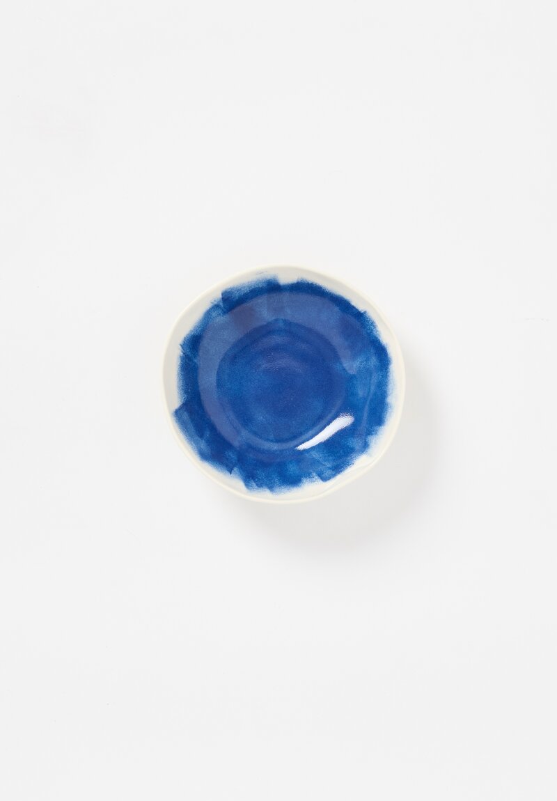 Bertozzi Handmade Porcelain Brushed Interior Bowl in Blu	