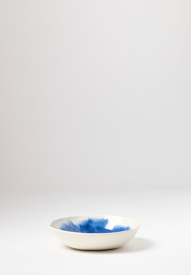 Bertozzi Handmade Porcelain Brushed Interior Bowl in Blu	