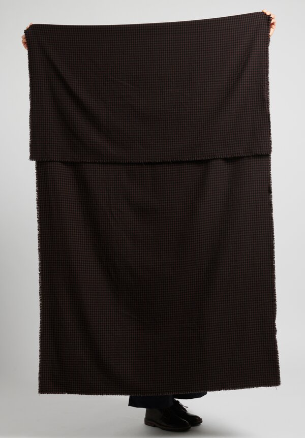 Kaval Cashmere Blanket Stole in Black/Brown Checkers	