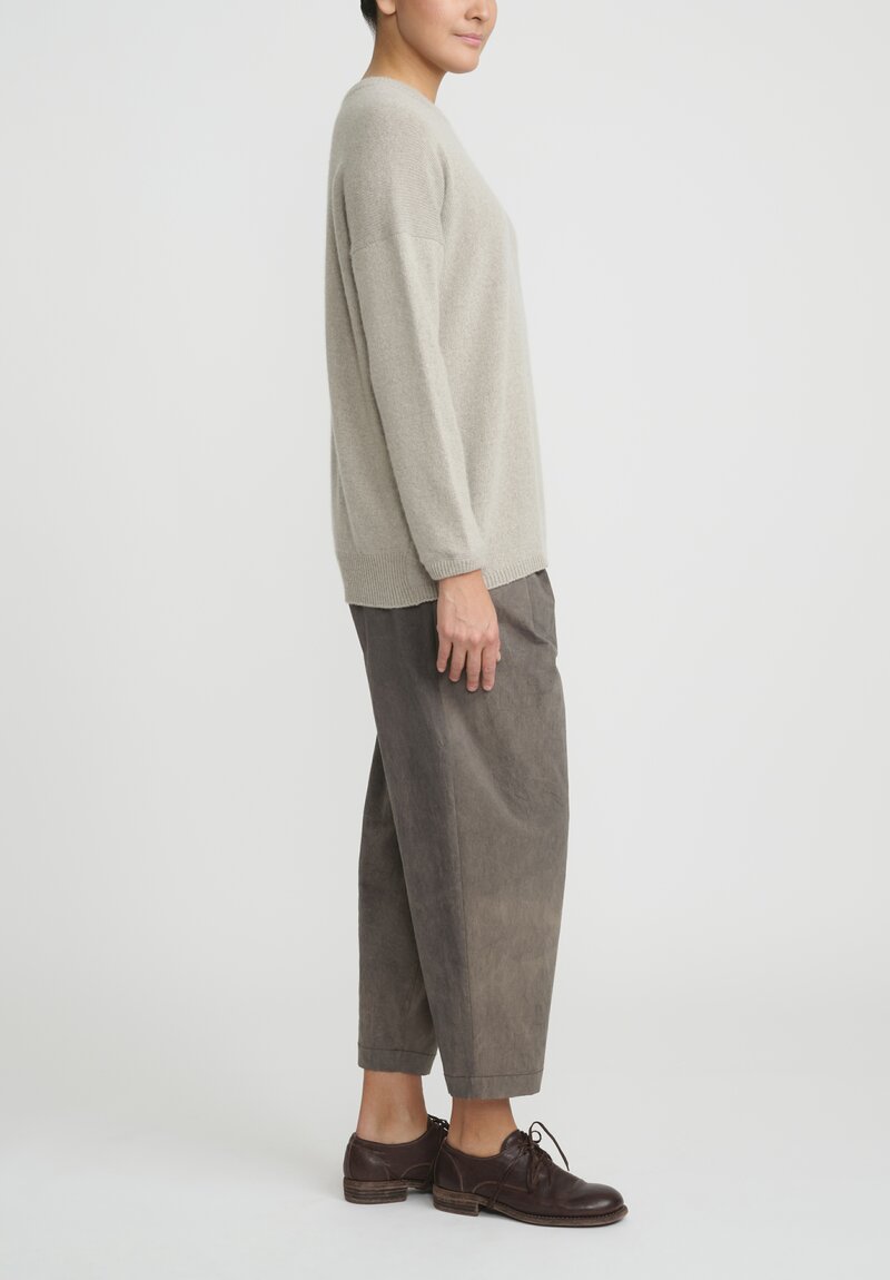 Kaval Cashmere and Sable Crewneck Sweater in Light Mocha Natural	
