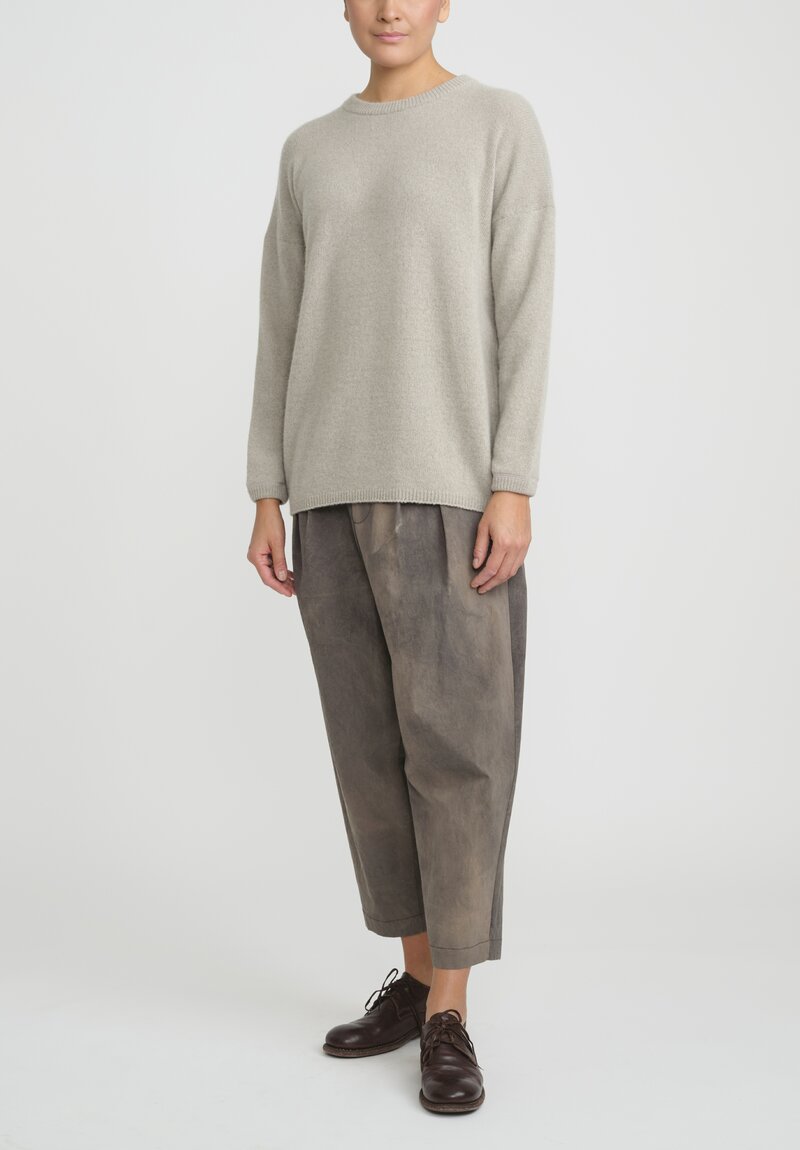 Kaval Cashmere and Sable Crewneck Sweater in Light Mocha Natural