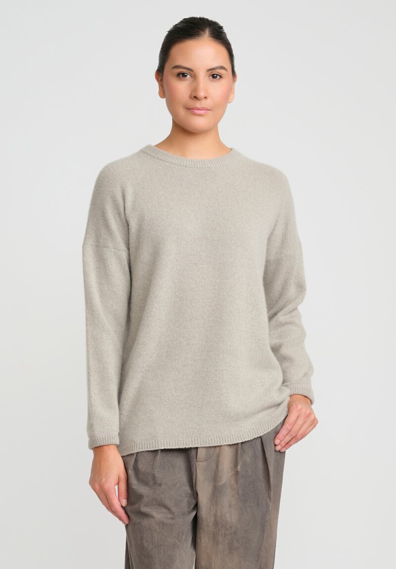 Kaval Cashmere and Sable Crewneck Sweater in Light Mocha Natural