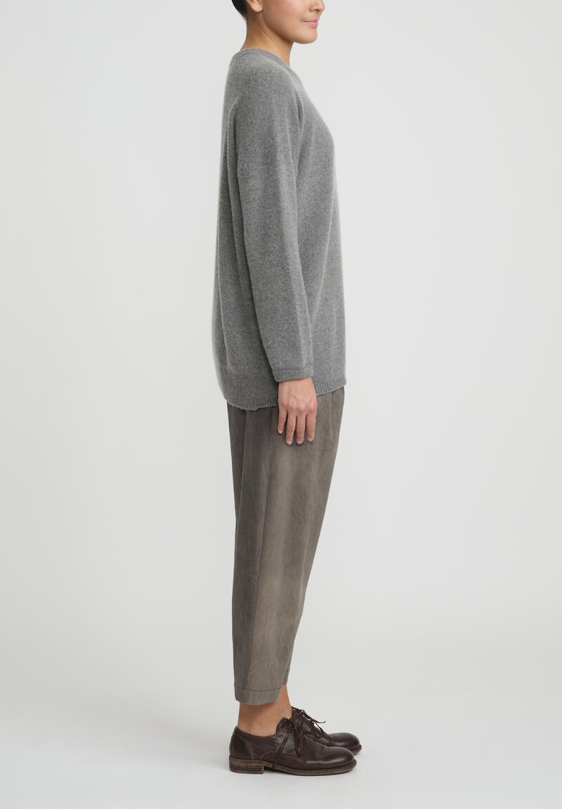 Kaval Cashmere and Sable Crewneck Sweater in Grey