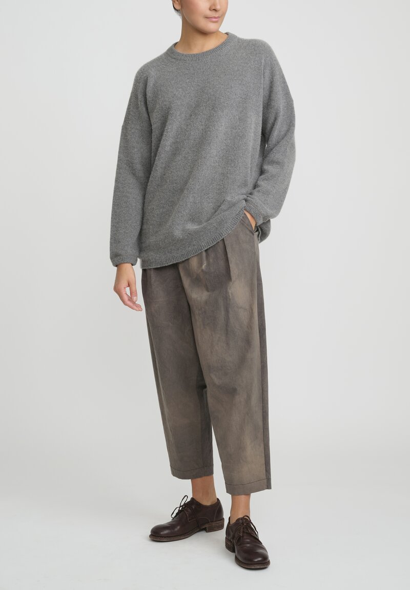 Kaval Cashmere and Sable Crewneck Sweater in Grey