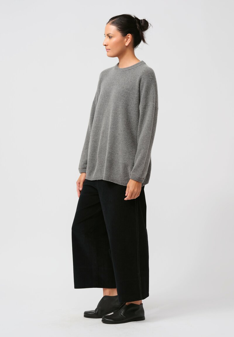 Kaval Cashmere Sable Crew Neck Sweater in Grey	