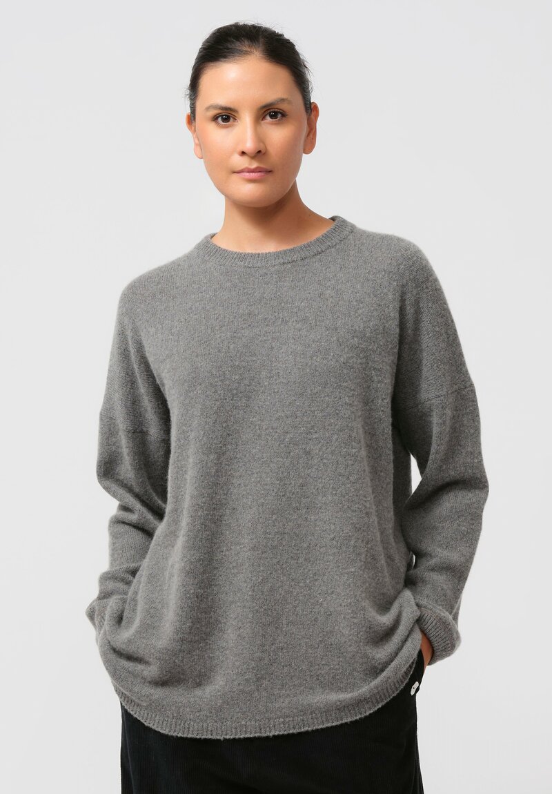 Kaval Cashmere Sable Crew Neck Sweater in Grey	