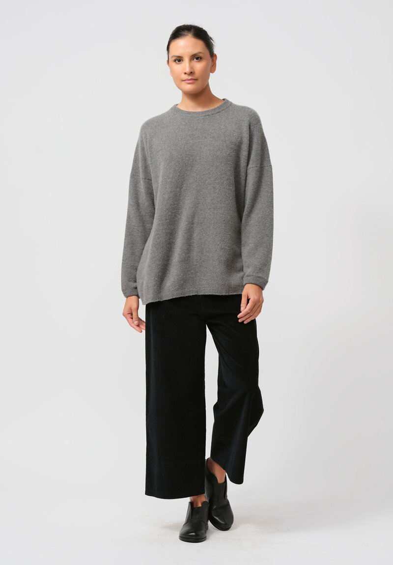 Kaval Cashmere Sable Crew Neck Sweater in Grey	