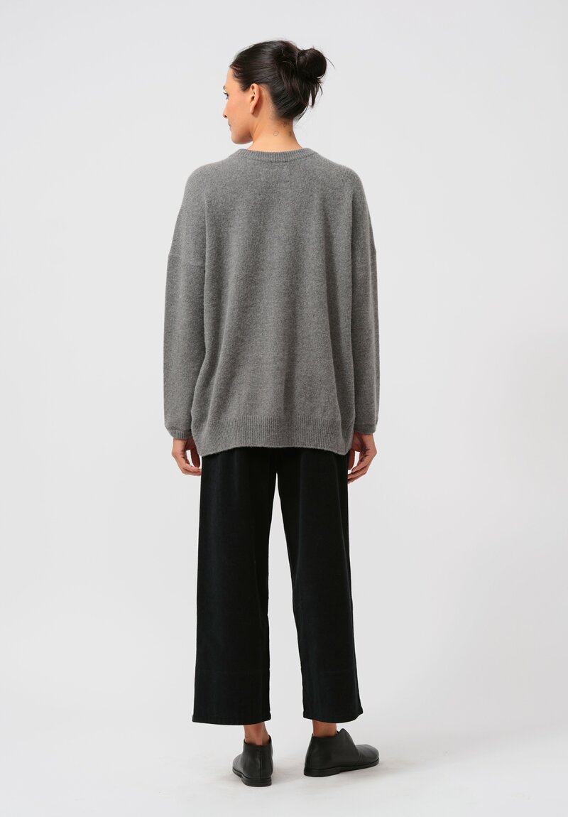 Kaval Cashmere Sable Crew Neck Sweater in Grey	