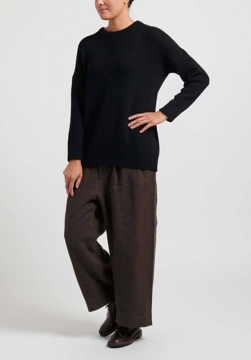Kaval Cashmere/Sable Loose Knit Sweater in Black	