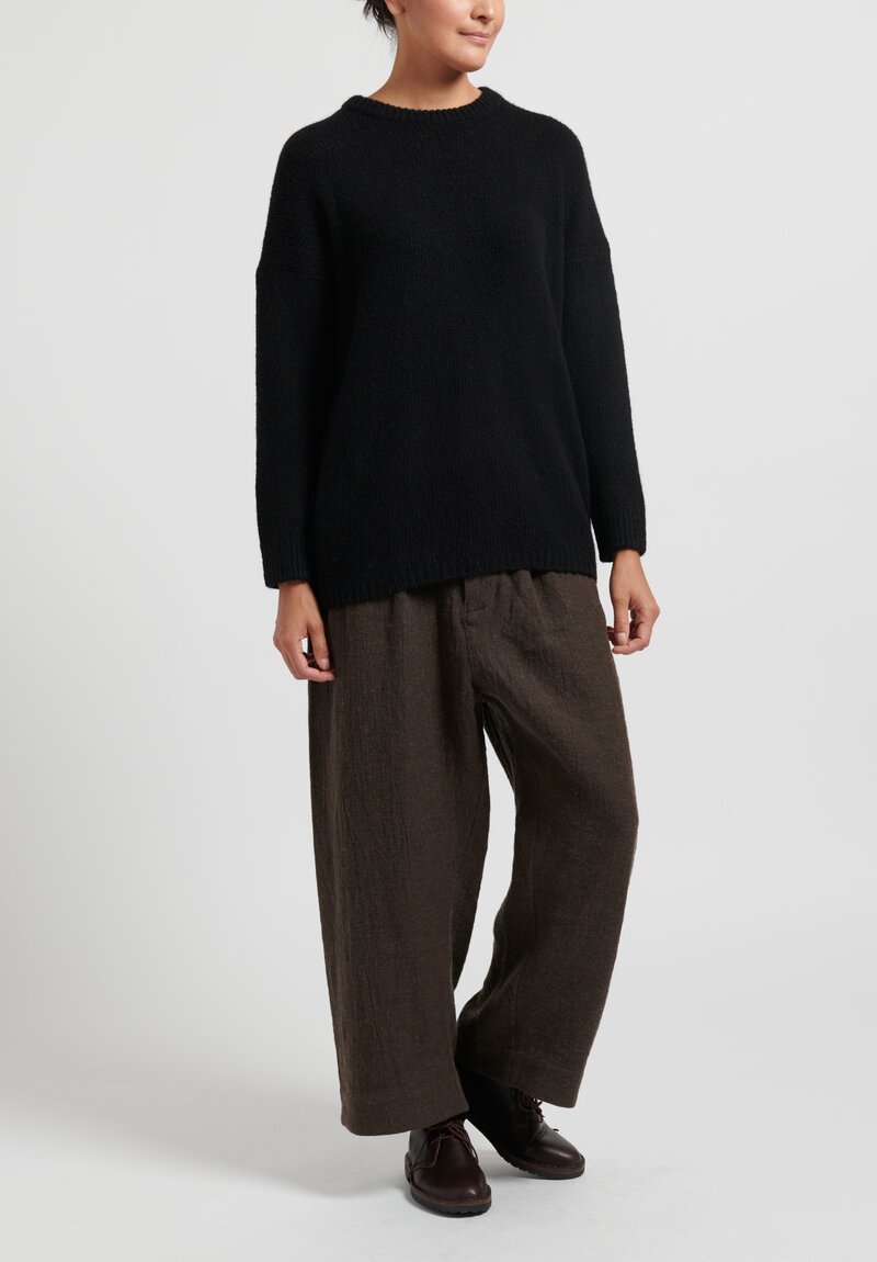 Kaval Cashmere/Sable Loose Knit Sweater in Black	