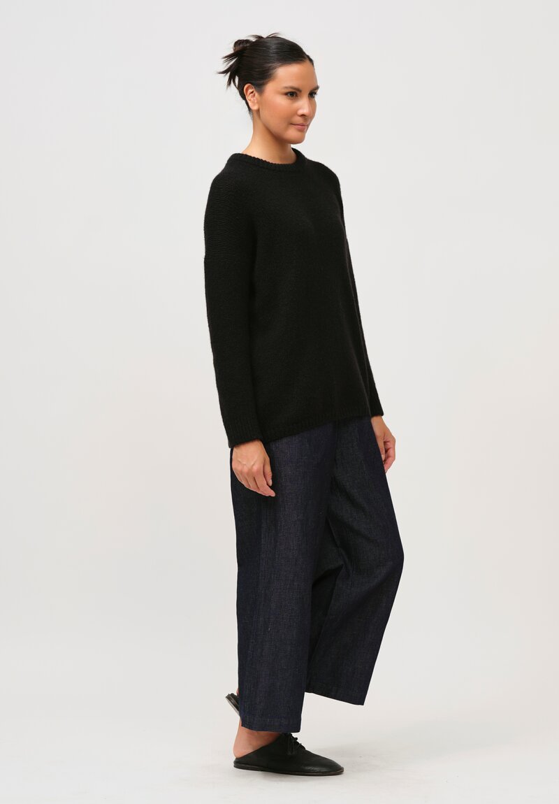 Kaval Cashmere and Sable Loose Knit Sweater in Black	