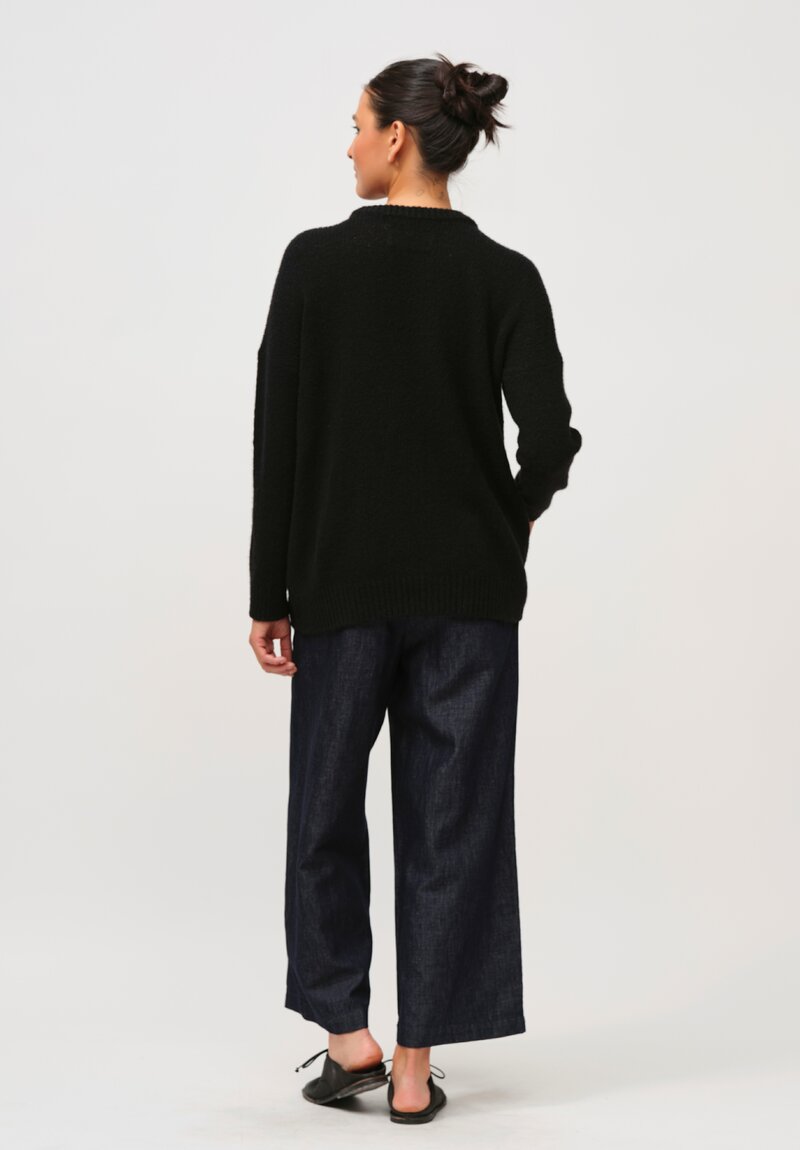 Kaval Cashmere and Sable Loose Knit Sweater in Black	