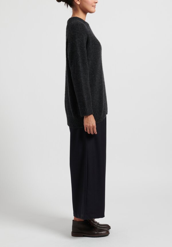 Kaval Cashmere/Sable Loose Knit Sweater in Charcoal Grey	