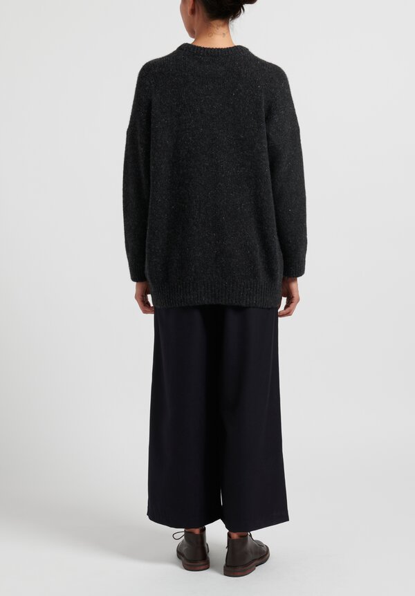 Kaval Cashmere/Sable Loose Knit Sweater in Charcoal Grey	