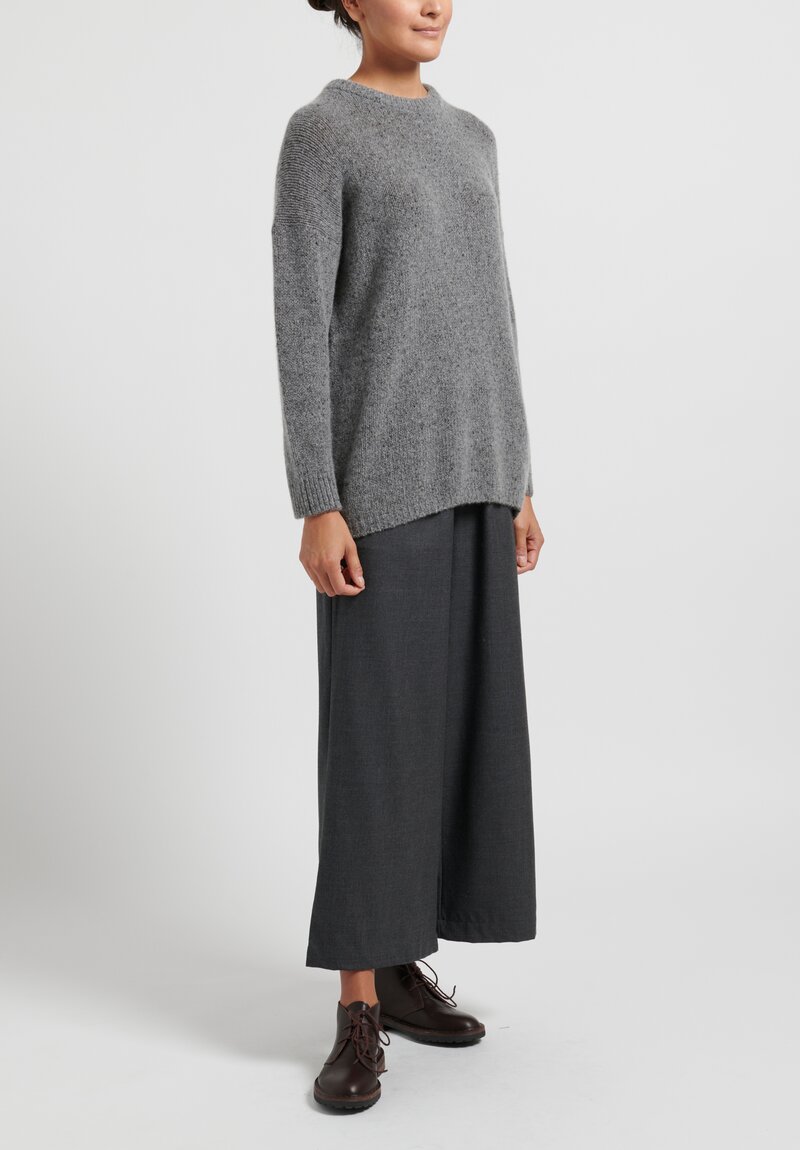 Kaval Cashmere/Sable Loose Knit Sweater in Grey Tweed	