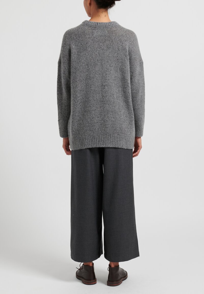 Kaval Cashmere/Sable Loose Knit Sweater in Grey Tweed	