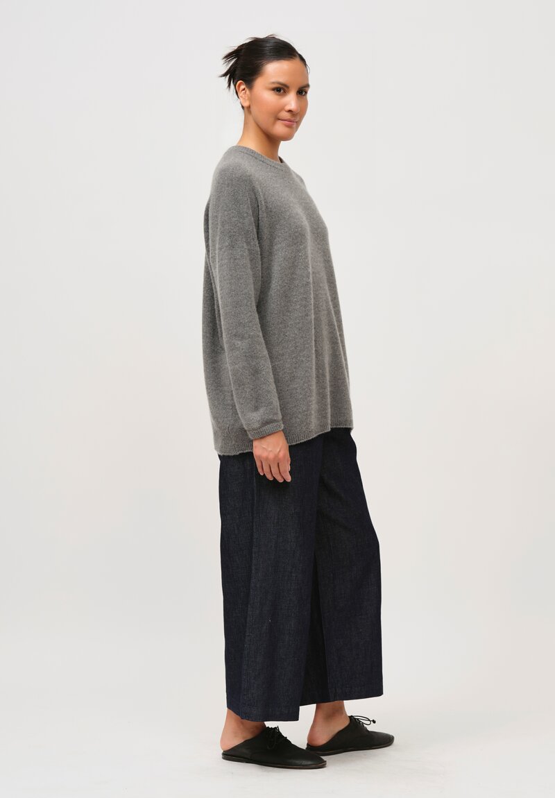 Kaval Cashmere and Sable Loose Knit Sweater in Grey Tweed	