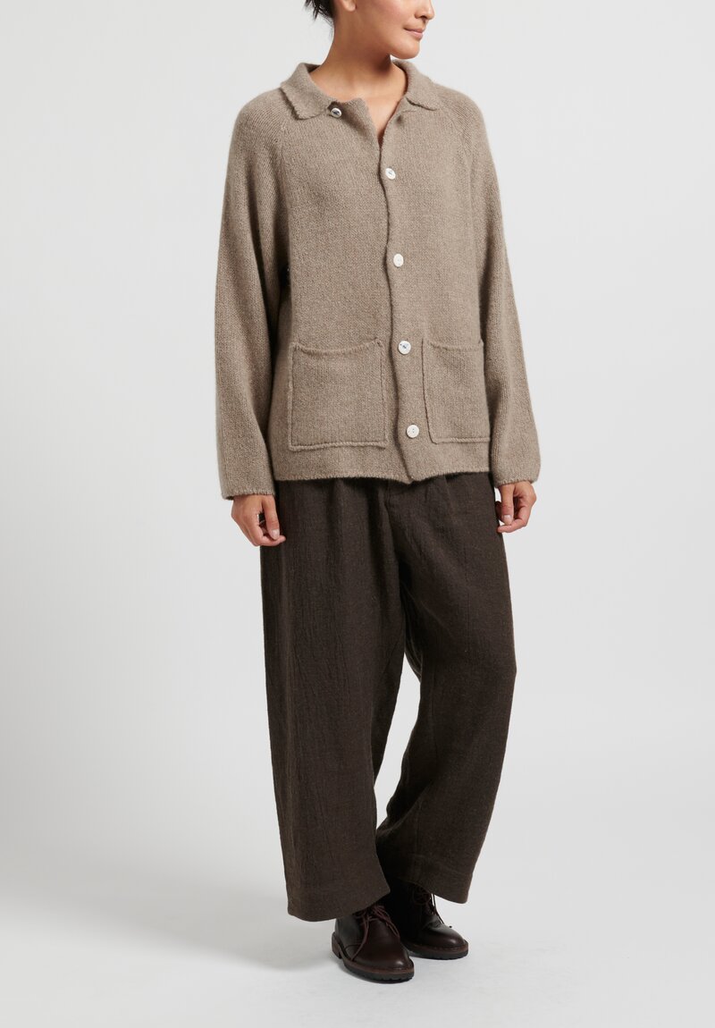 Kaval Cashmere/Sable Knit Cardigan in Natural	