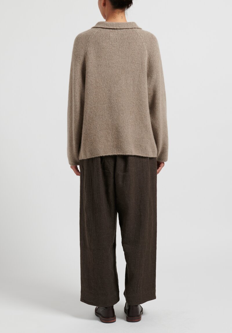 Kaval Cashmere/Sable Knit Cardigan in Natural	