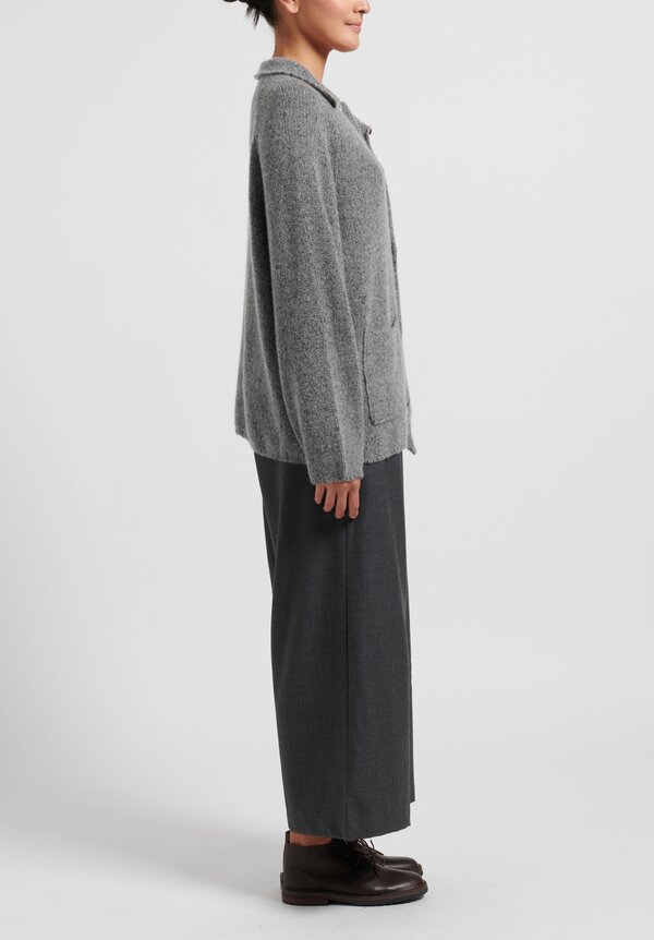 Kaval Cashmere/Sable Knit Cardigan in Grey Tweed	