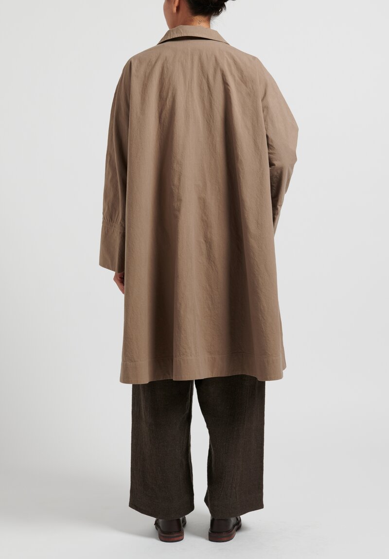 Kaval A-Line Broadcloth Coat in Khaki Brown	