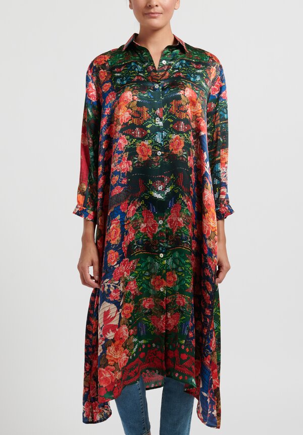 Bokja Silk ''Russia'' Tunic in Red Roses Santa Fe Dry Goods