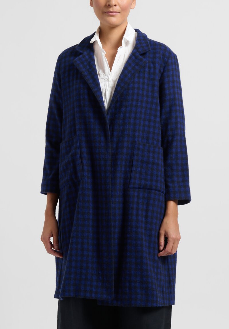 Daniela Gregis Cashmere Checkered "Cappotto" Coat in Blue