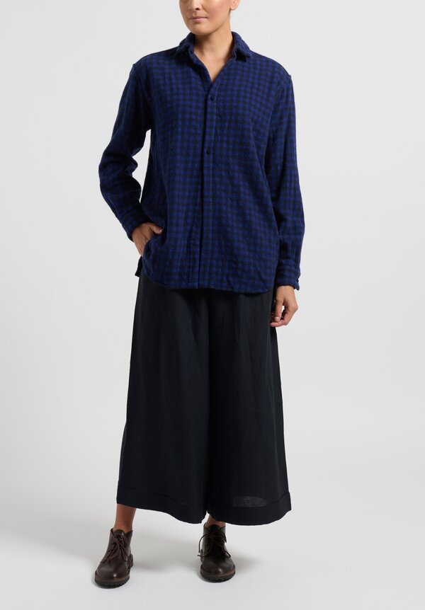 Daniela Gregis Cashmere Checkered ''Uomo'' Shirt in Ink Blue/Black ...