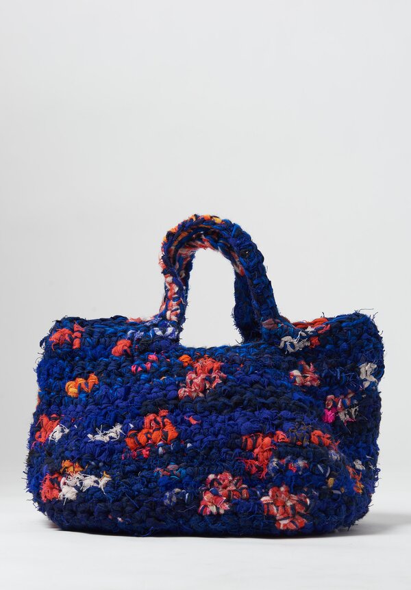 Daniela Gregis Crochet "Impressione" Bag Blue/ Orange Flora	
