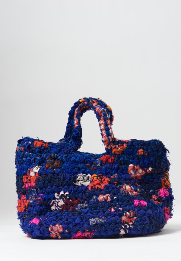Daniela Gregis Crochet "Impressione" Bag Blue/ Orange Flora	