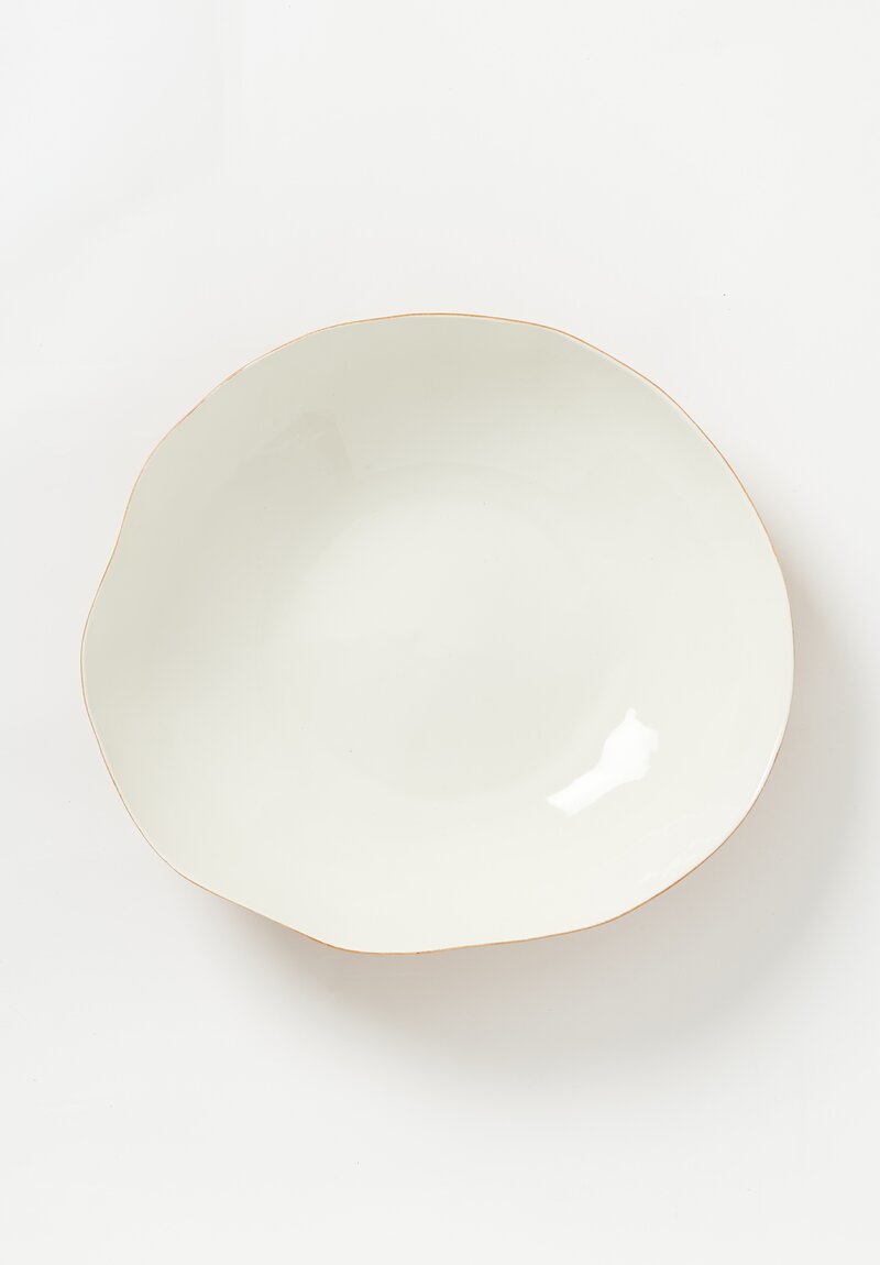 Bertozzi Handmade Porcelain Solid Exterior Large Serving Bowl Bruno Orange	