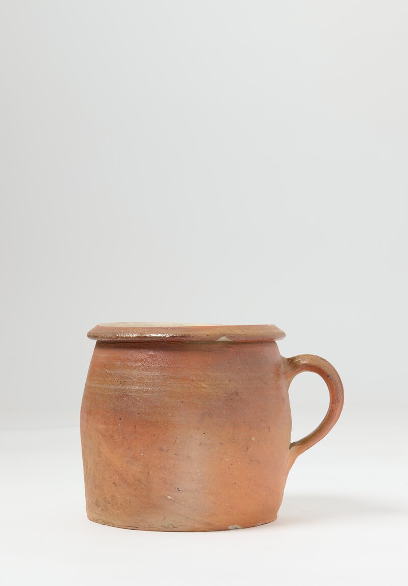 Large Antique French Earthenware Confit Pot in Terracotta Brown	
