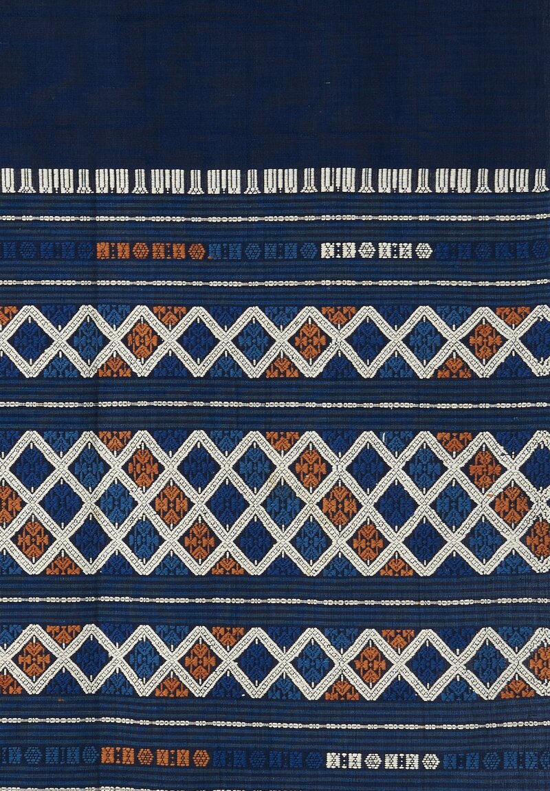 Vintage Handwoven Indigo Laotian Tai Lao Textile in Navy Blue