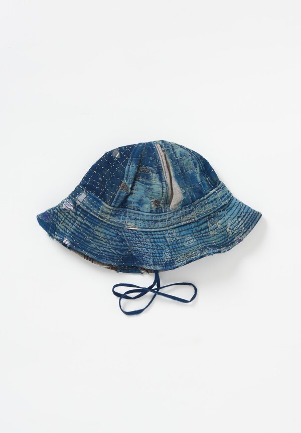Vintage Boro "DaisyMay" Hat in Grey/ Indigo Blue Santa Fe Dry Goods