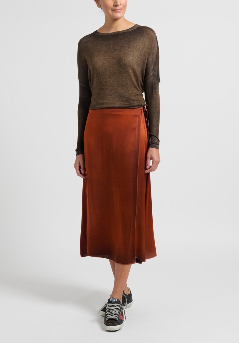 Avant Toi Silk Wrap Skirt in Nero/Mango Orange	