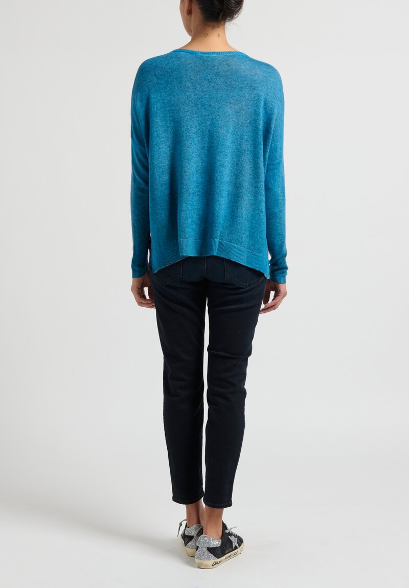 Avant Toi Cashmere Hand-Painted Avant Toi Cashmere Hand-Painted ''Barchetta'' Sweater in Nero/Aqua Blue	